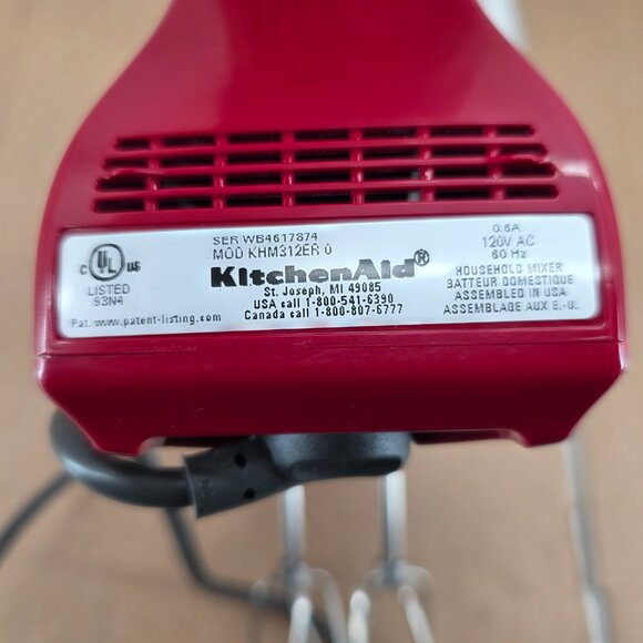 KitchenAid KHM312ER 3 Speed Red Hand Mixer-Tested/Working - Picture 8 of 8